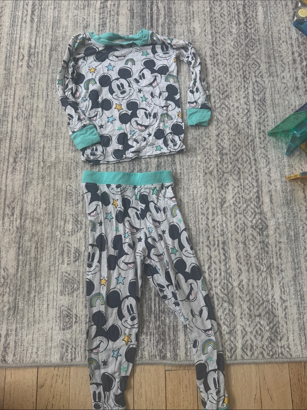 Little Sleepies Gray and Teal Mickey Mouse Pajama Set